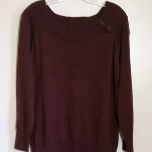 Banana Republic brown boat neck sweater with fabric button detail women size L